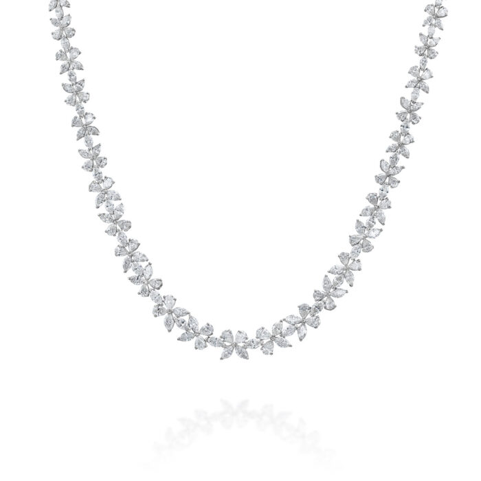 Marquise Pear Fleurette Tennis Necklace - Image 2